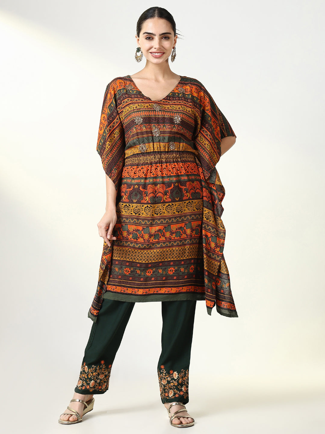 Women Graphic Multi Kaftan Kurta Set