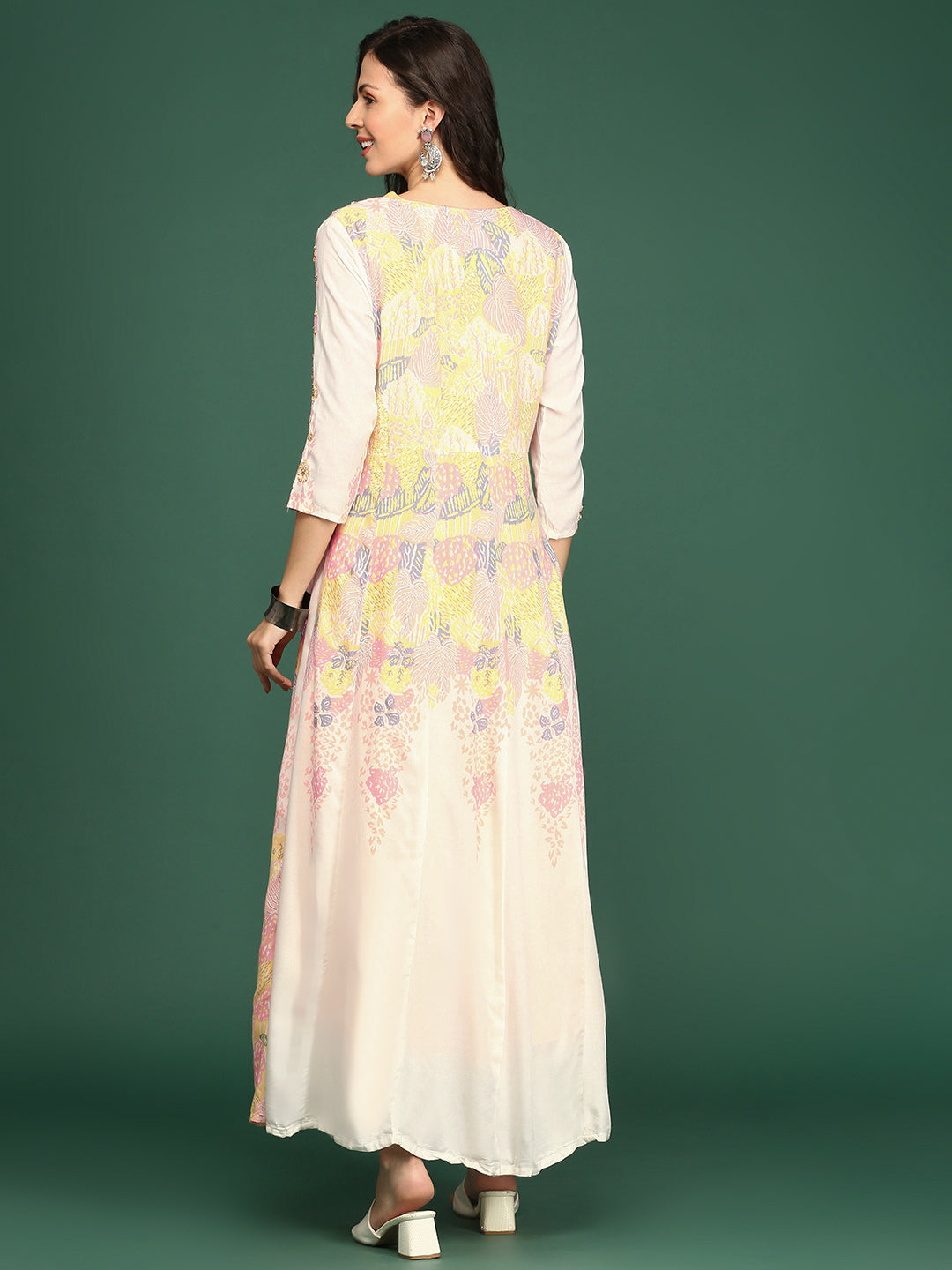 Women's Yellow Printed Anarkali Kurta