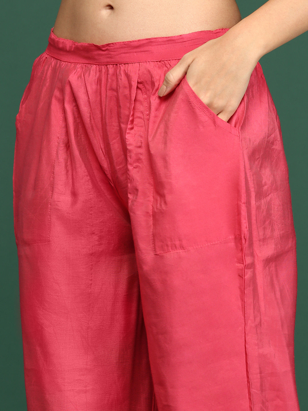 Women Graphic Pink A-Line Kurta Set with Dupatta