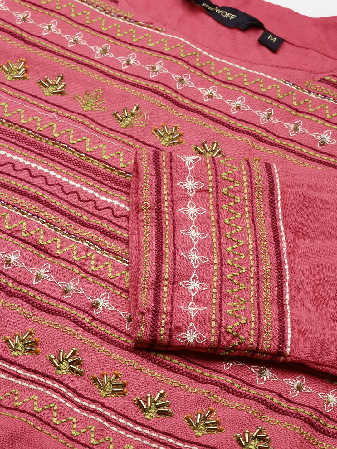 Women Yoke Design Pink Anarkali Kurta