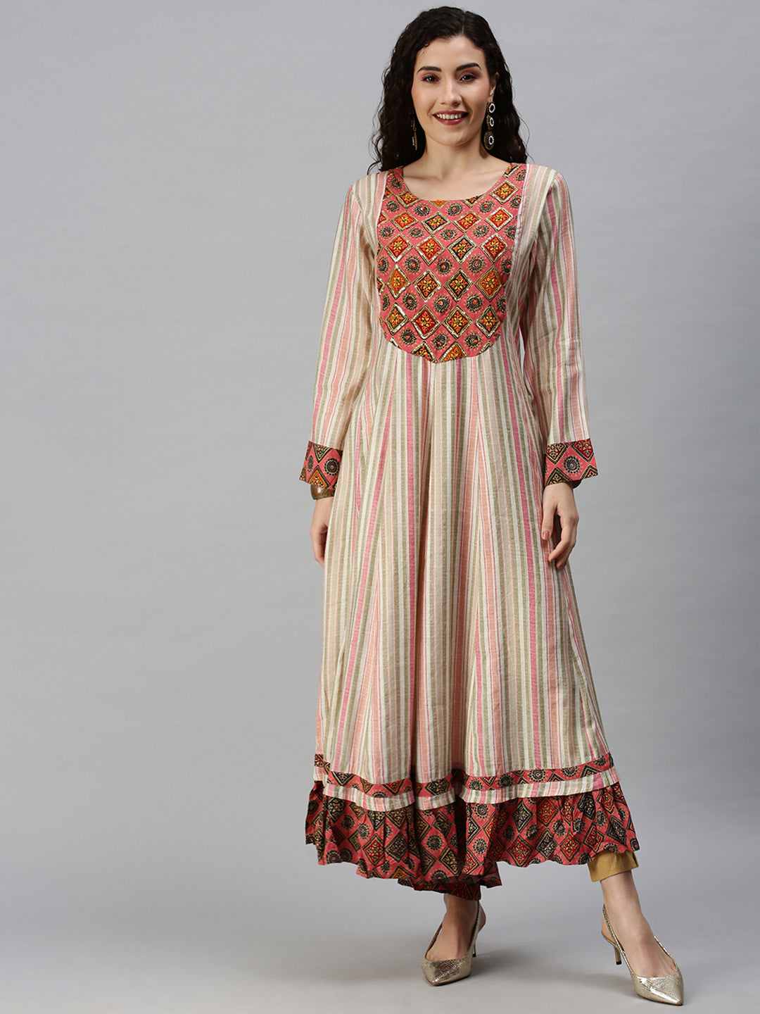 Women Yoke Design Multi Anarkali Kurta