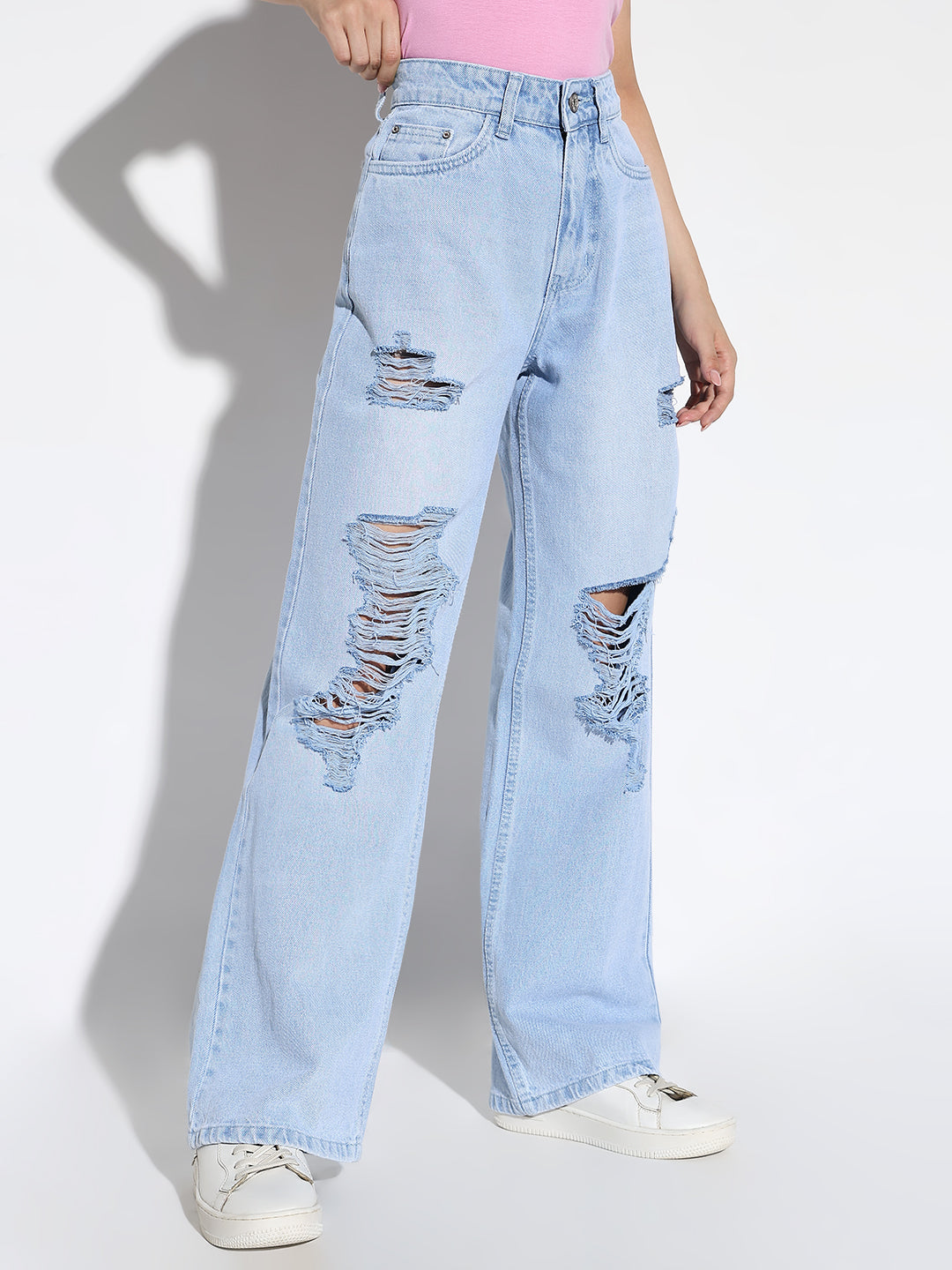 Women Blue Wide Leg Jeans