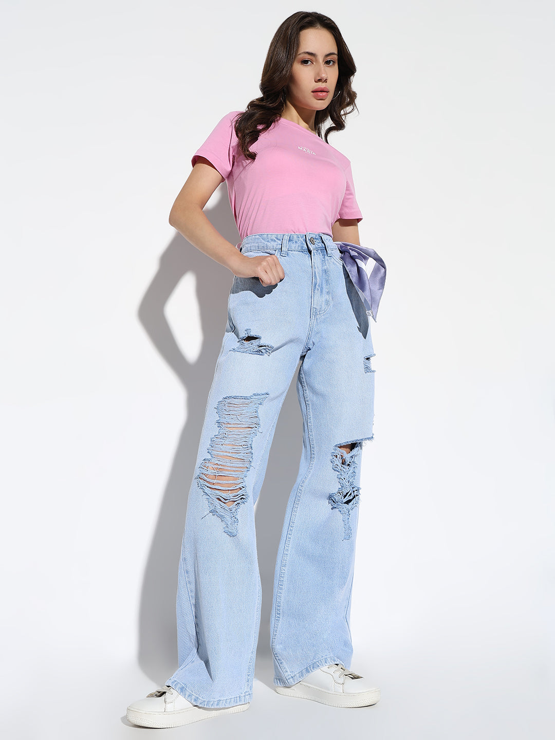 Women Blue Wide Leg Jeans