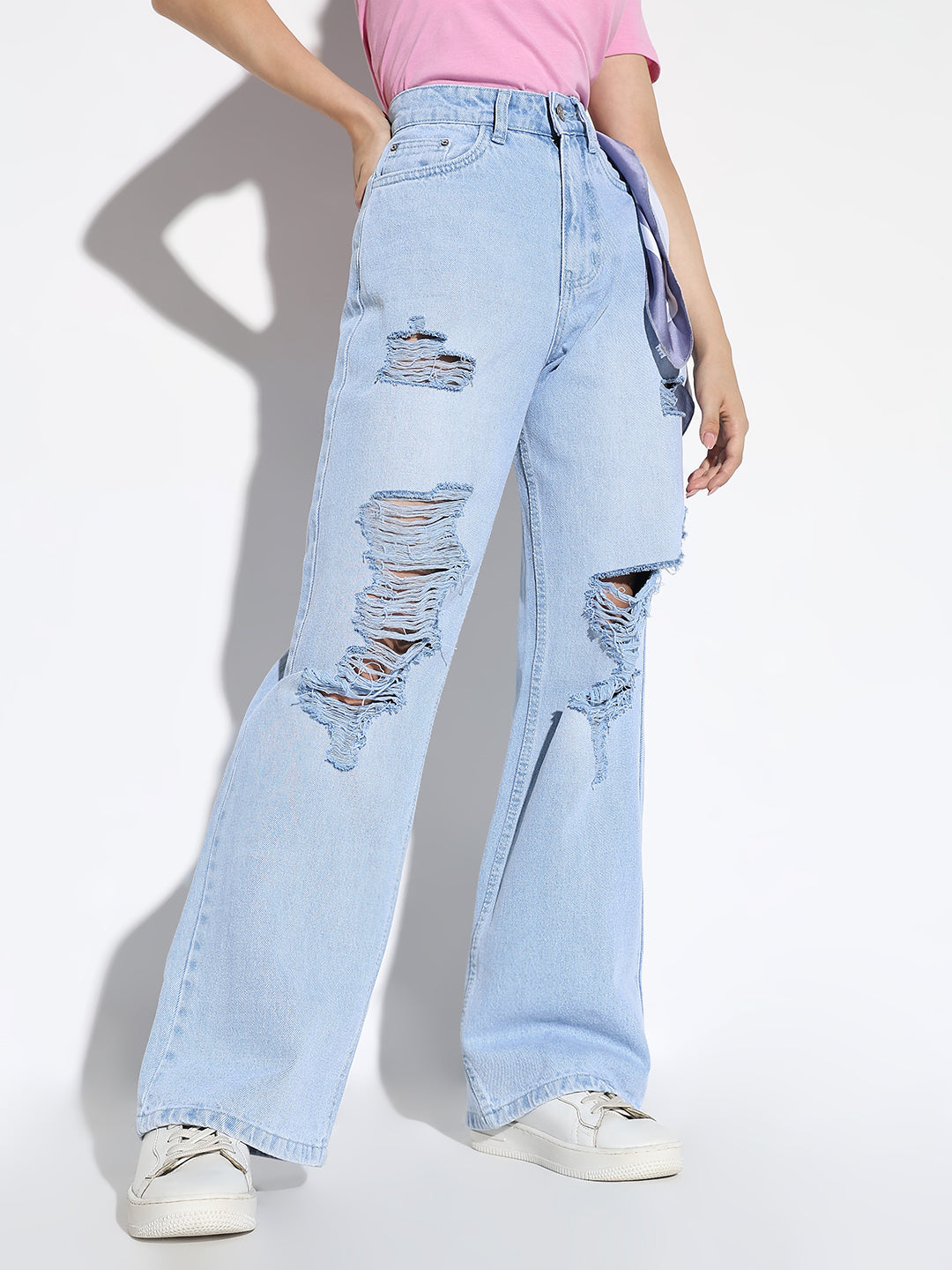 Women Blue Wide Leg Jeans