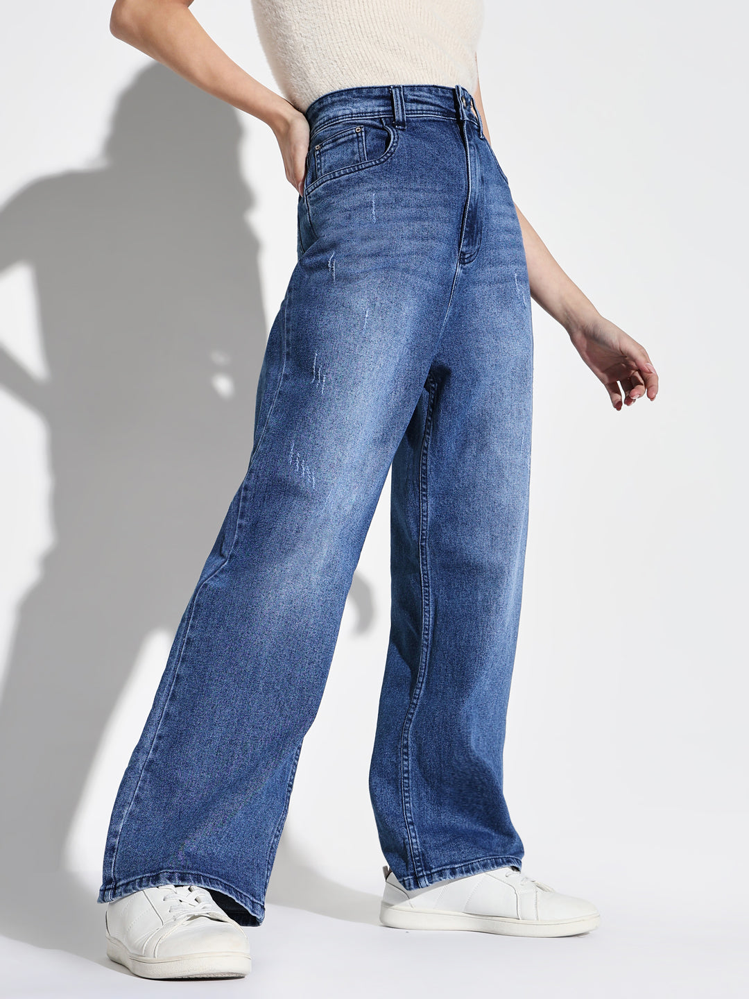 Women Blue Wide Leg Jeans