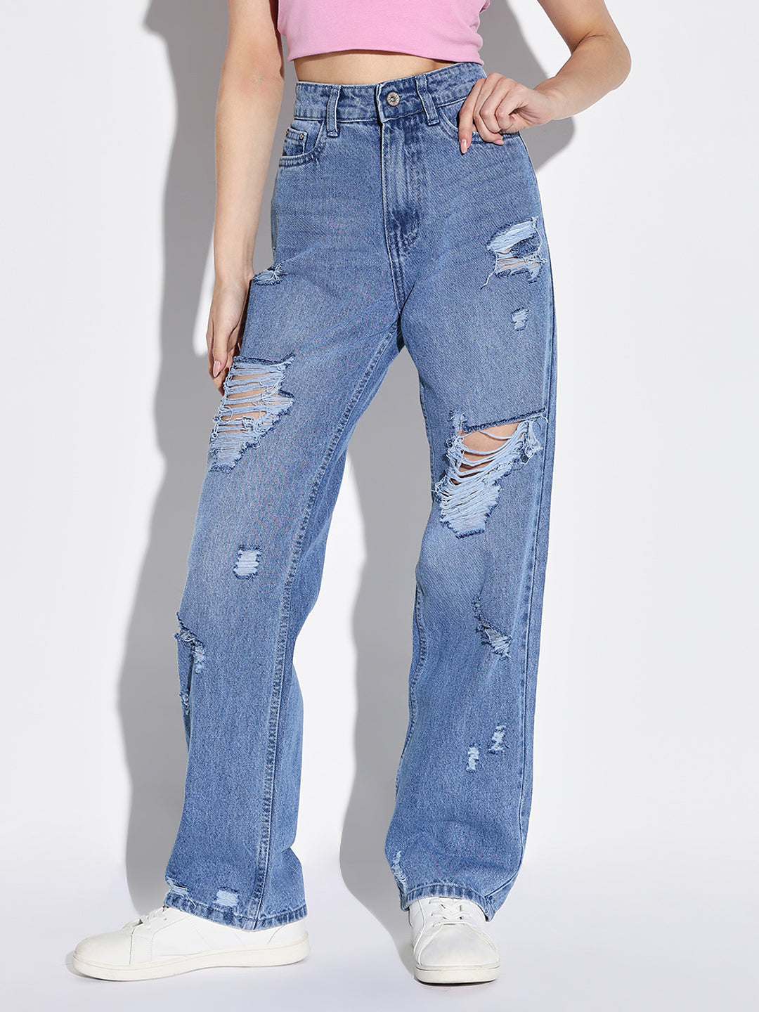 Women Blue Wide Leg Jeans