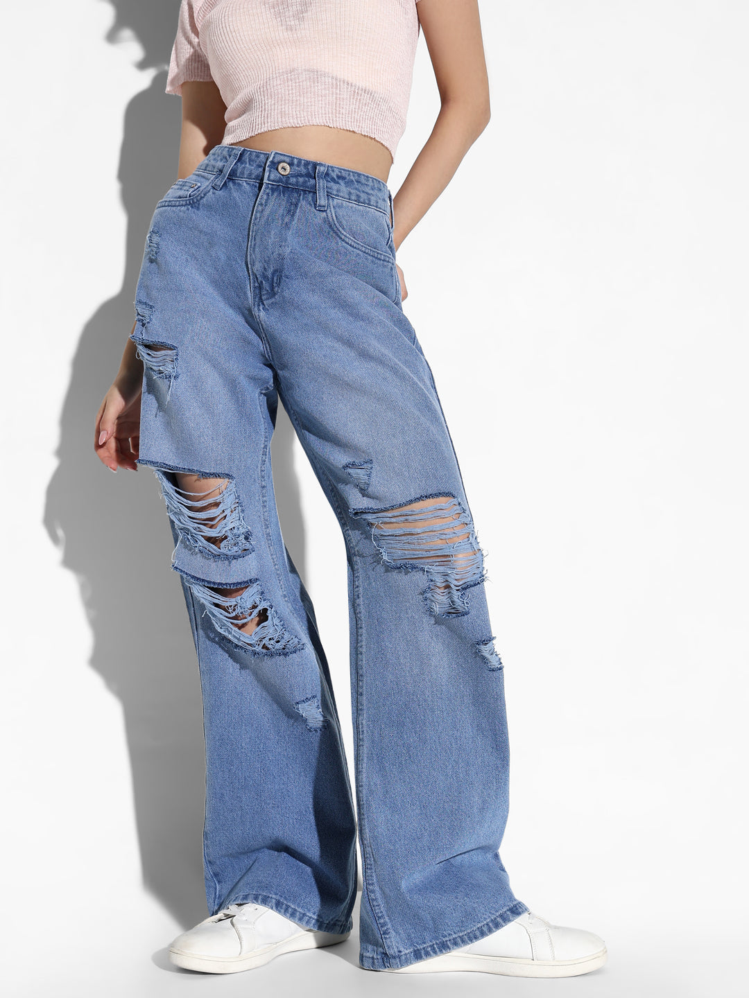 Women Blue Wide Leg Jeans