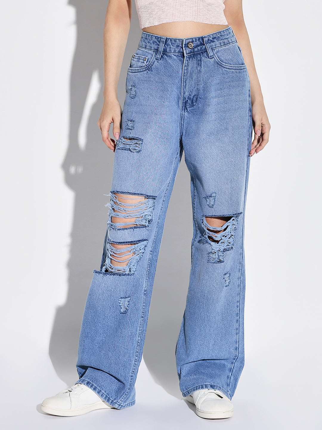 Women Blue Wide Leg Jeans