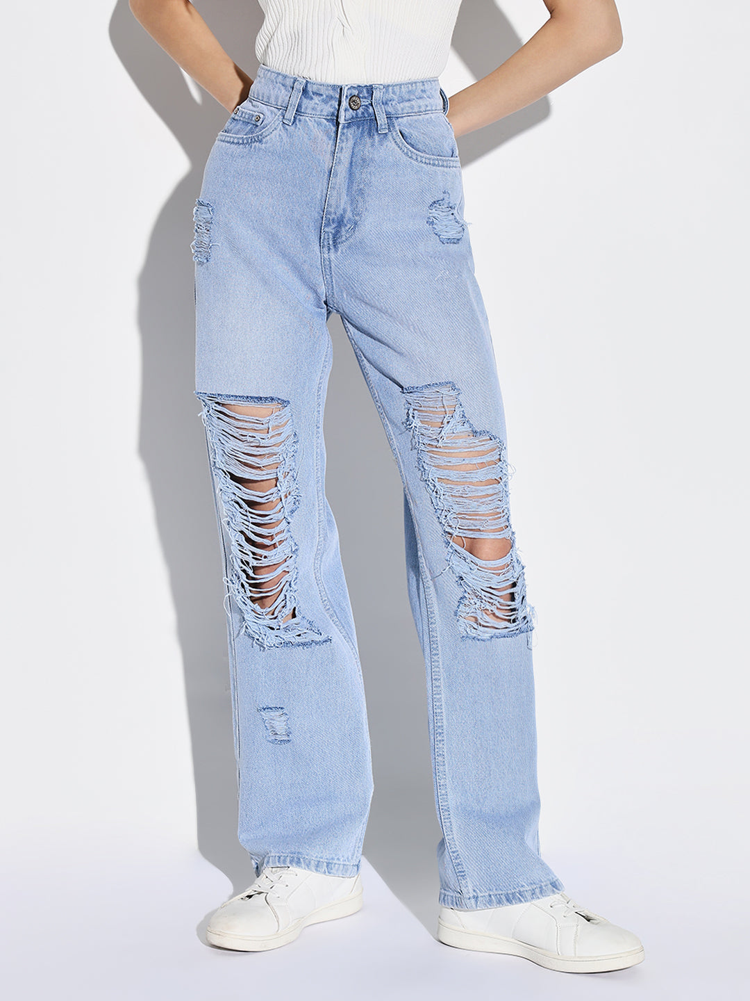 Women Blue Wide Leg Jeans