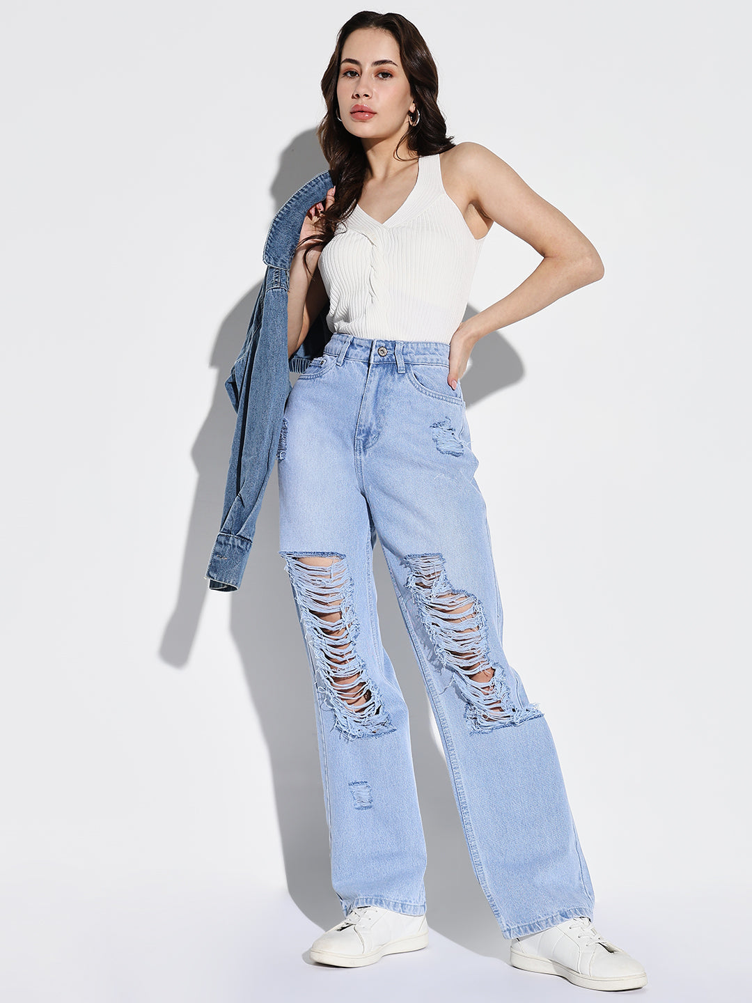 Women Blue Wide Leg Jeans