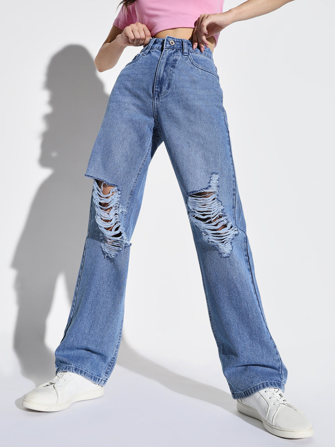 Women Blue Wide Leg Jeans