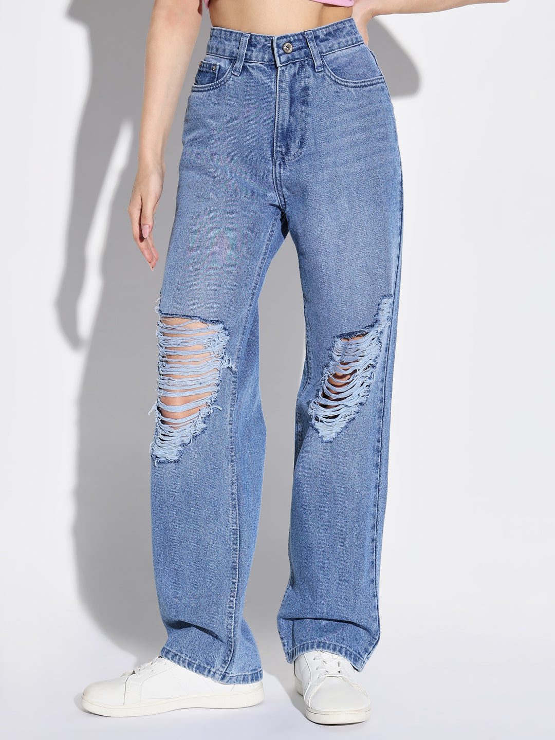 Women Blue Wide Leg Jeans