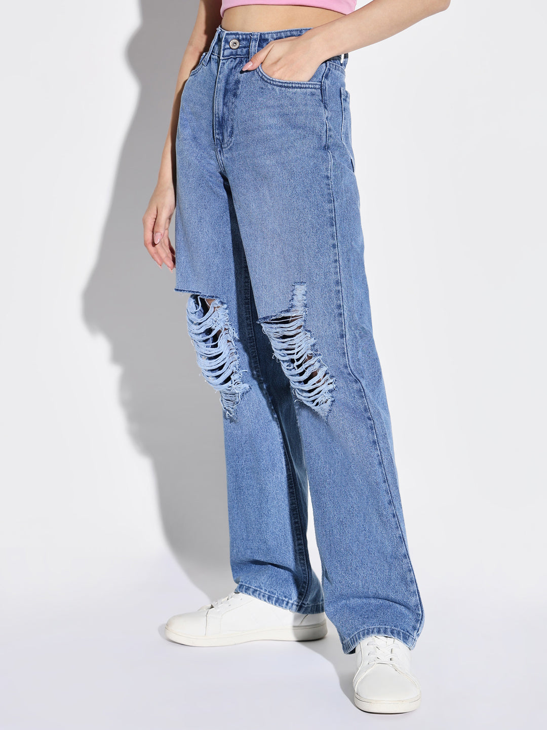 Women Blue Wide Leg Jeans