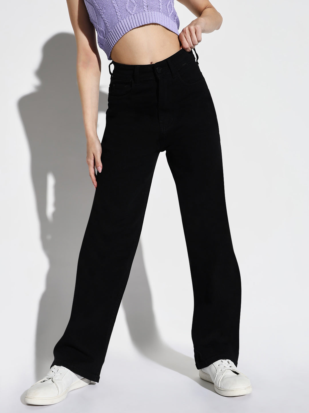 Women Black Wide Leg Jeans