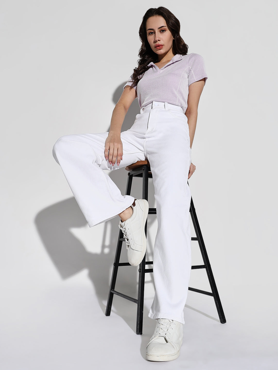 Women White Wide Leg Jeans