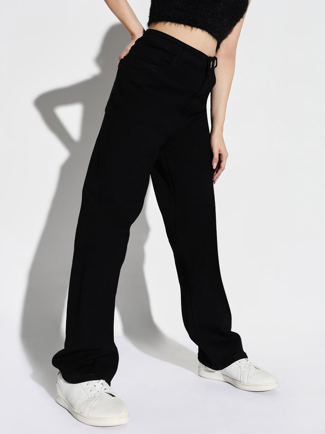 Women Black Wide Leg Jeans