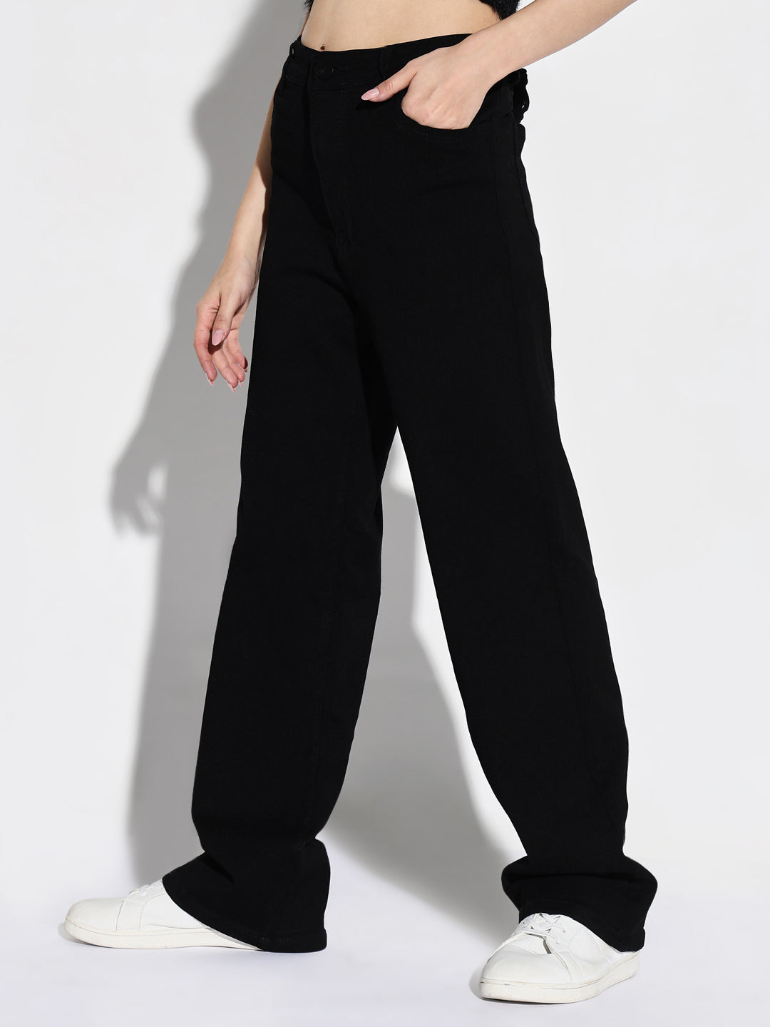 Women Black Wide Leg Jeans