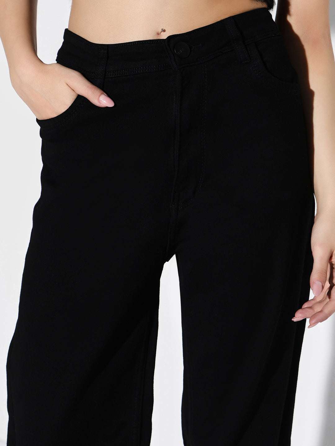 Women Black Wide Leg Jeans