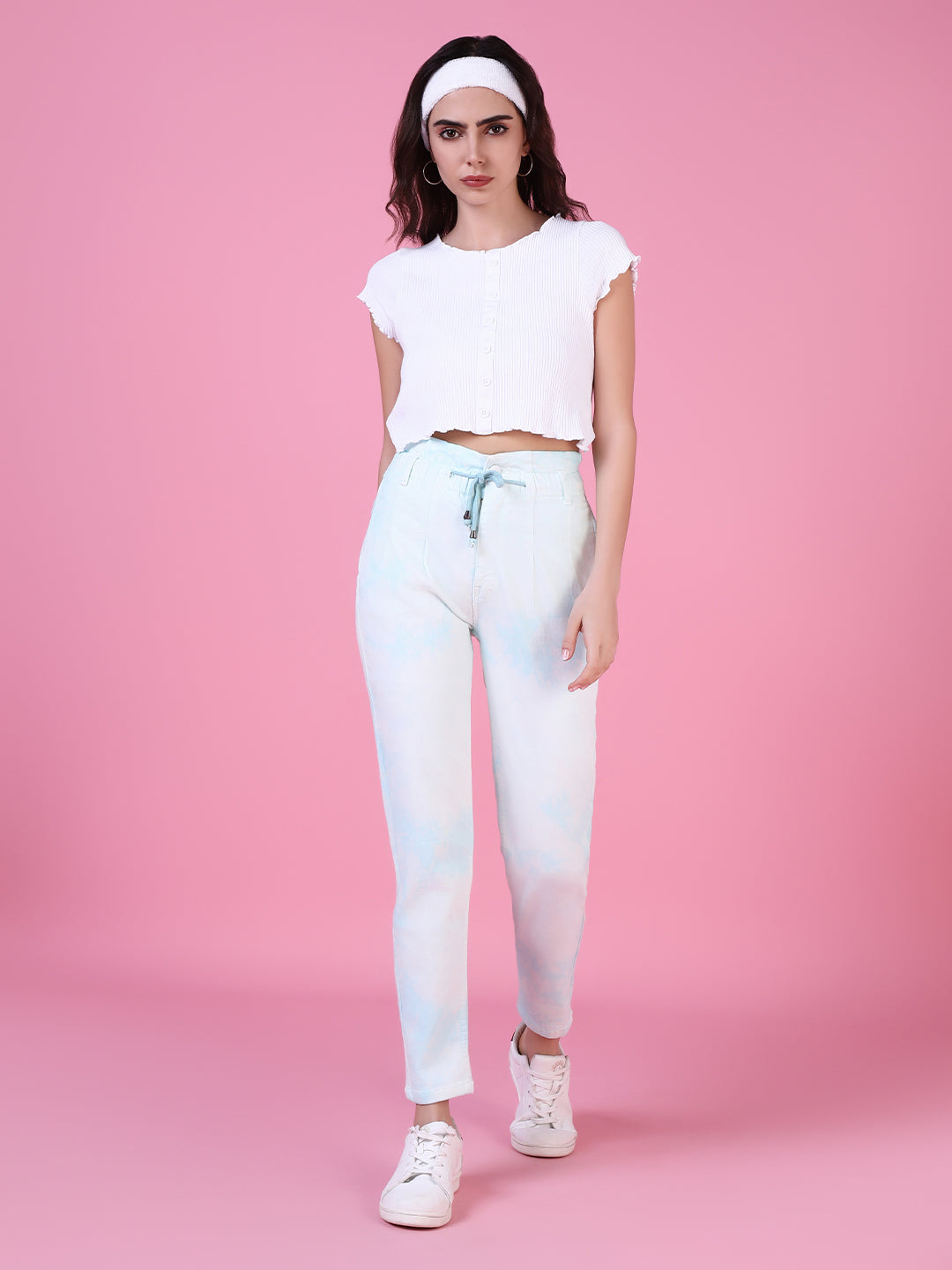 Women White Solid Regular Fit Denim Jeans