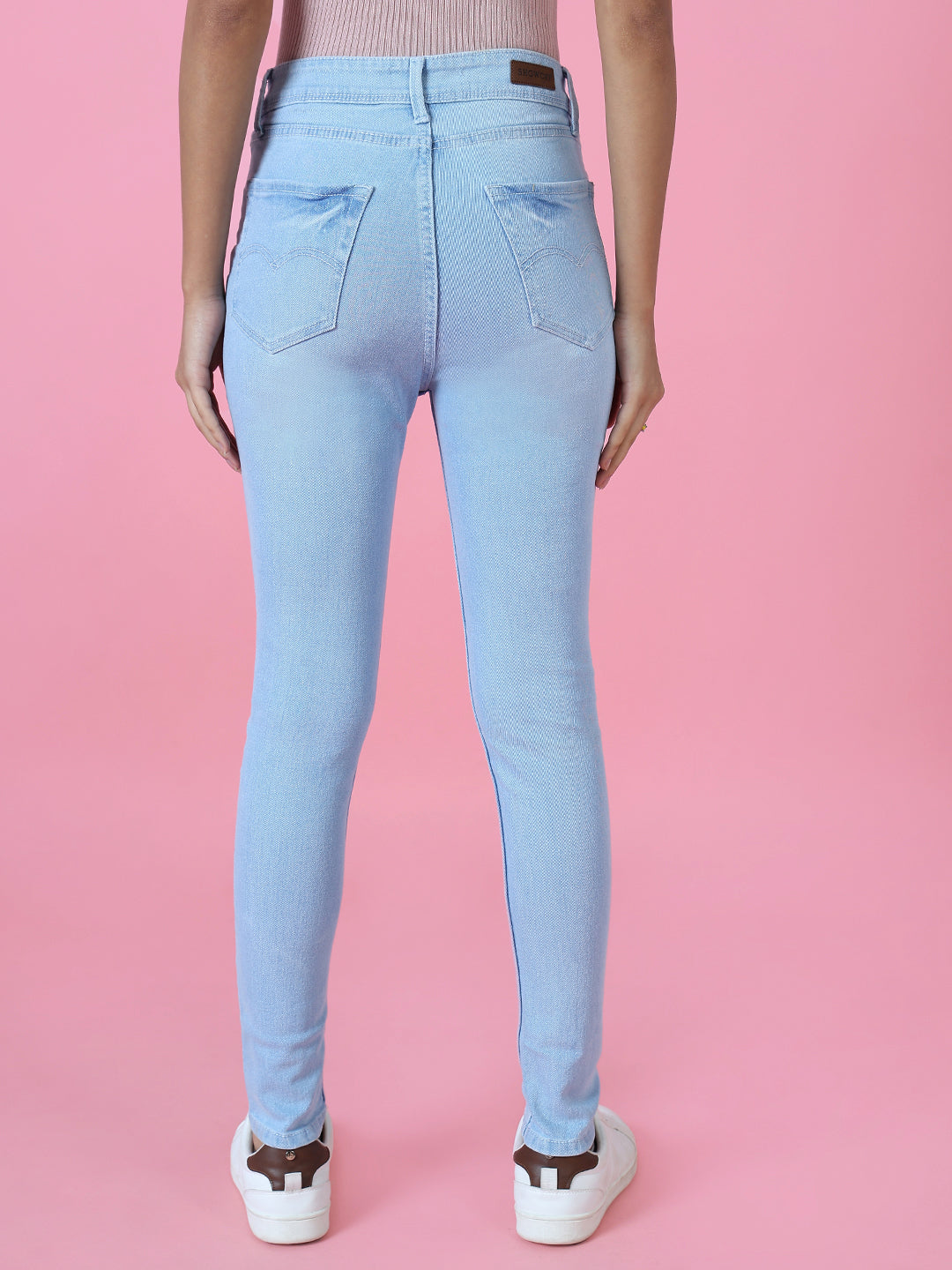 Women's Blue Solid Skinny Fit Denim Jeans