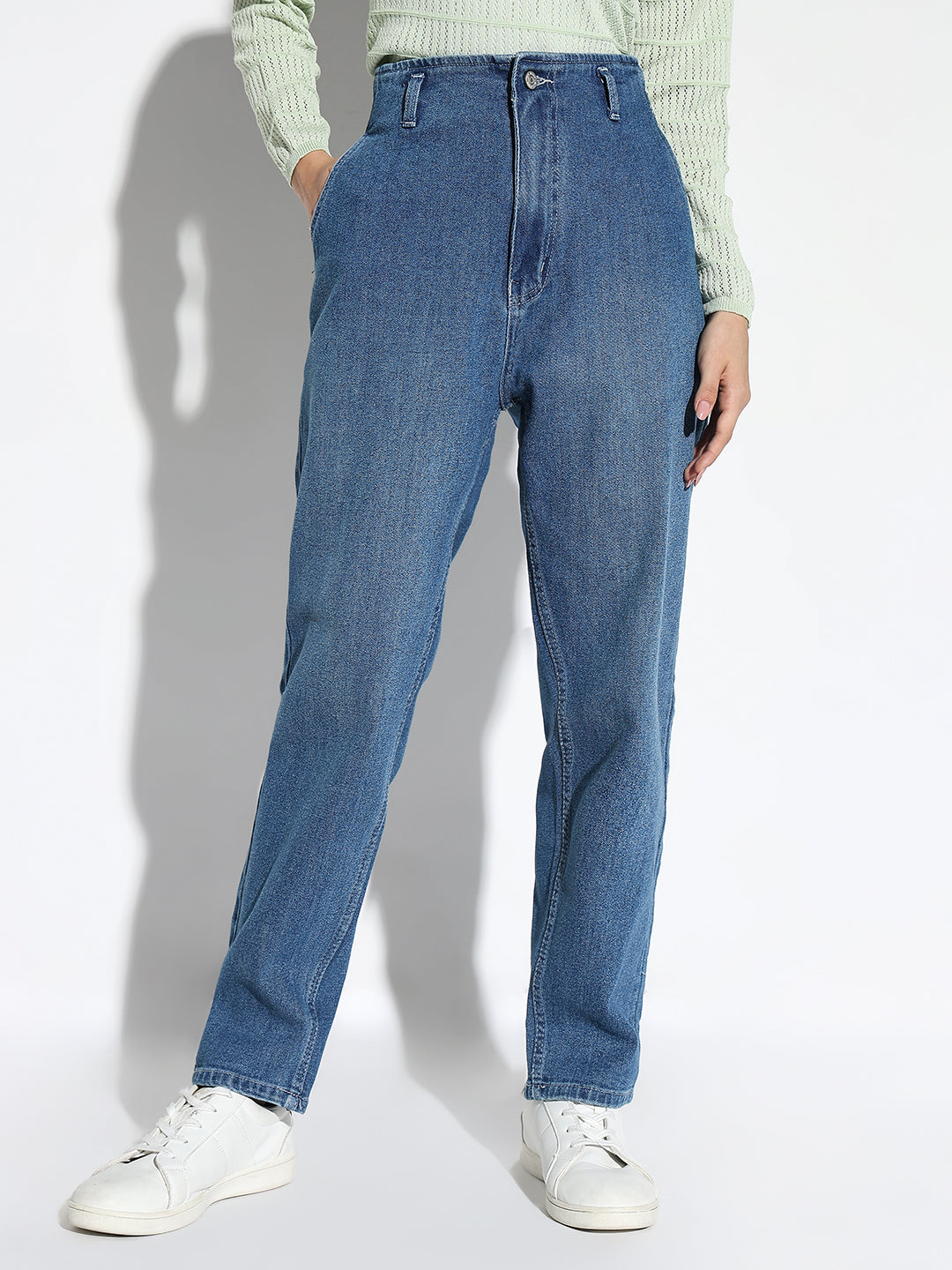 Women Blue Mom Fit Jeans