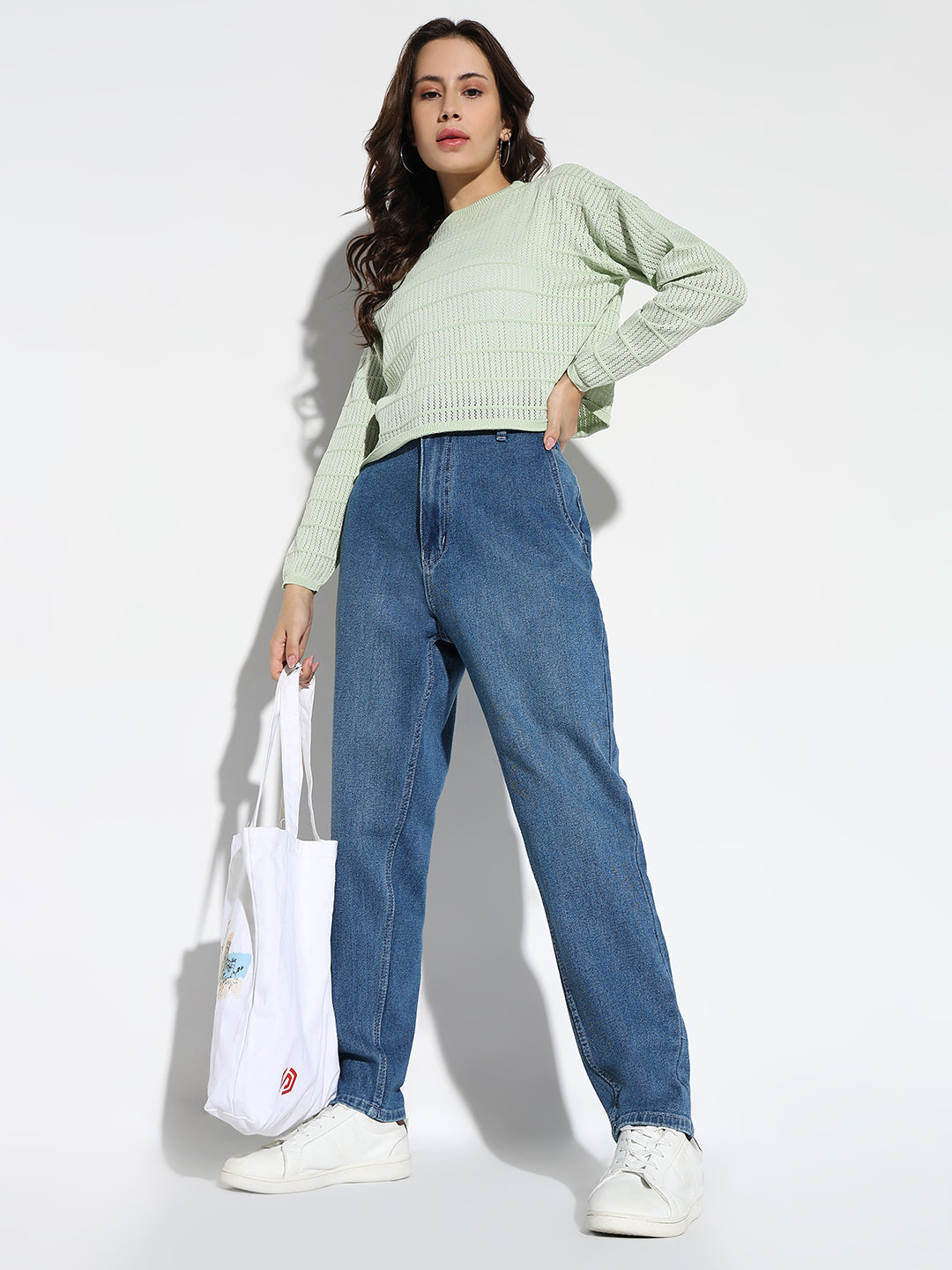 Women Blue Mom Fit Jeans