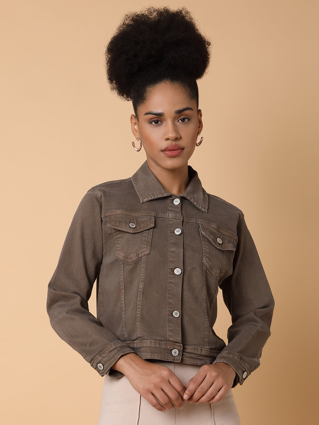 Women Brown Denim Jacket