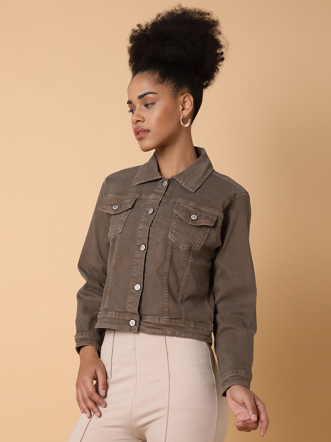 Women Brown Denim Jacket