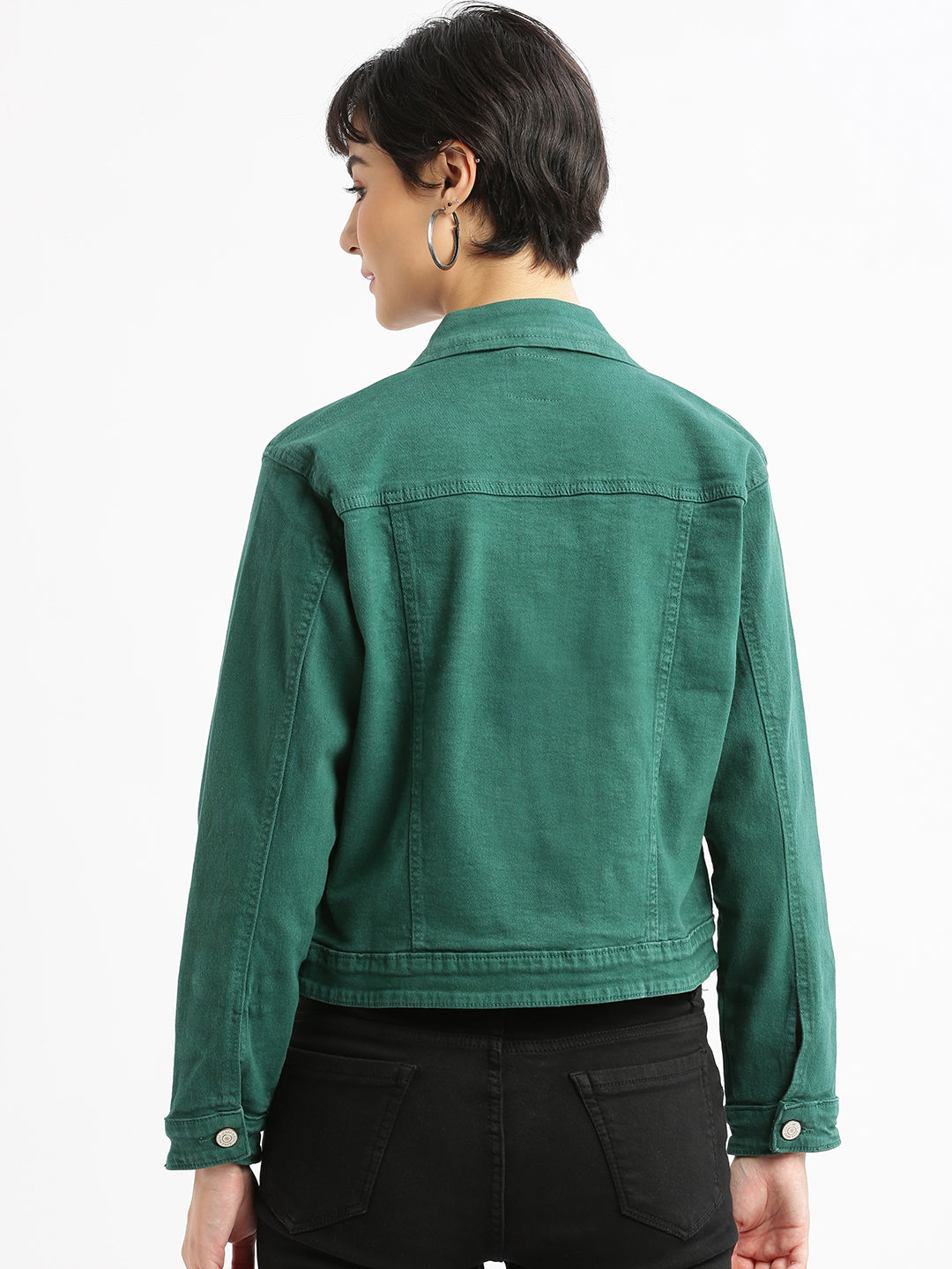 Women Green Denim Jacket