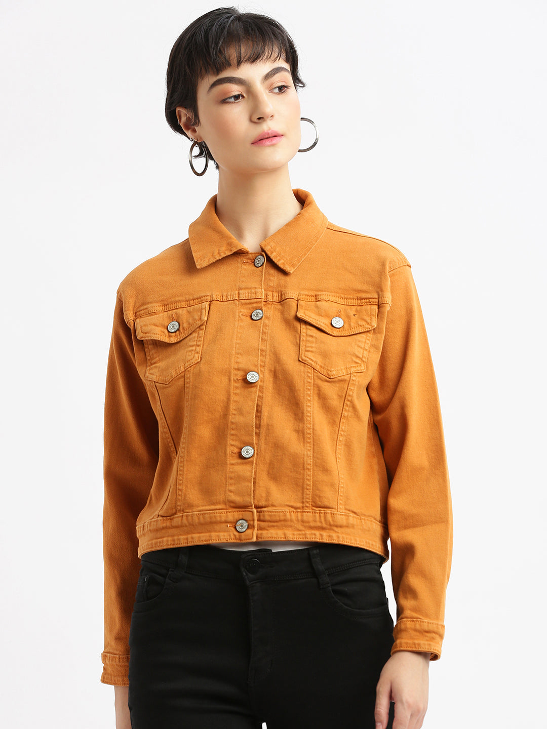 Women Rust Denim Jacket