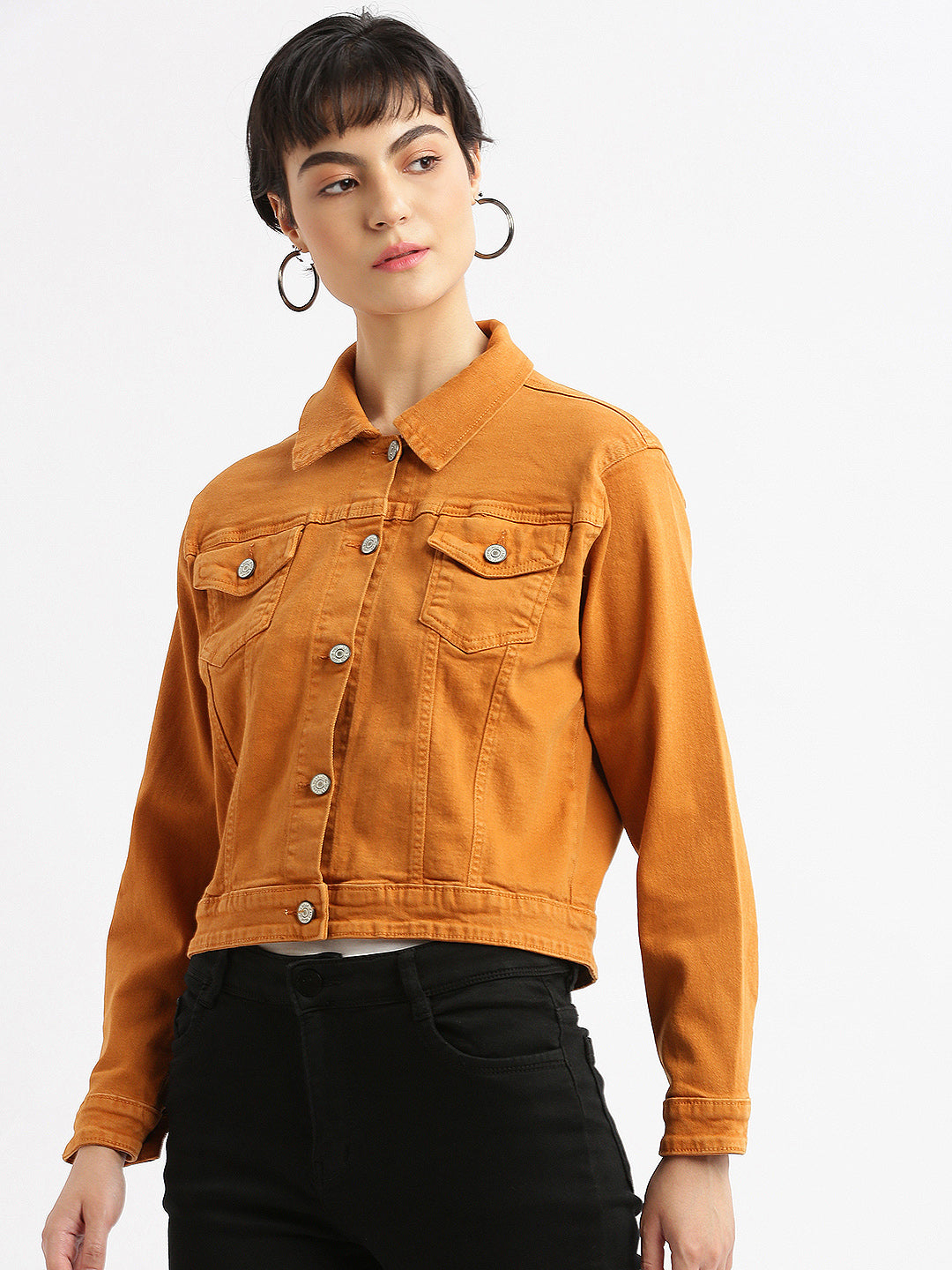 Women Rust Denim Jacket