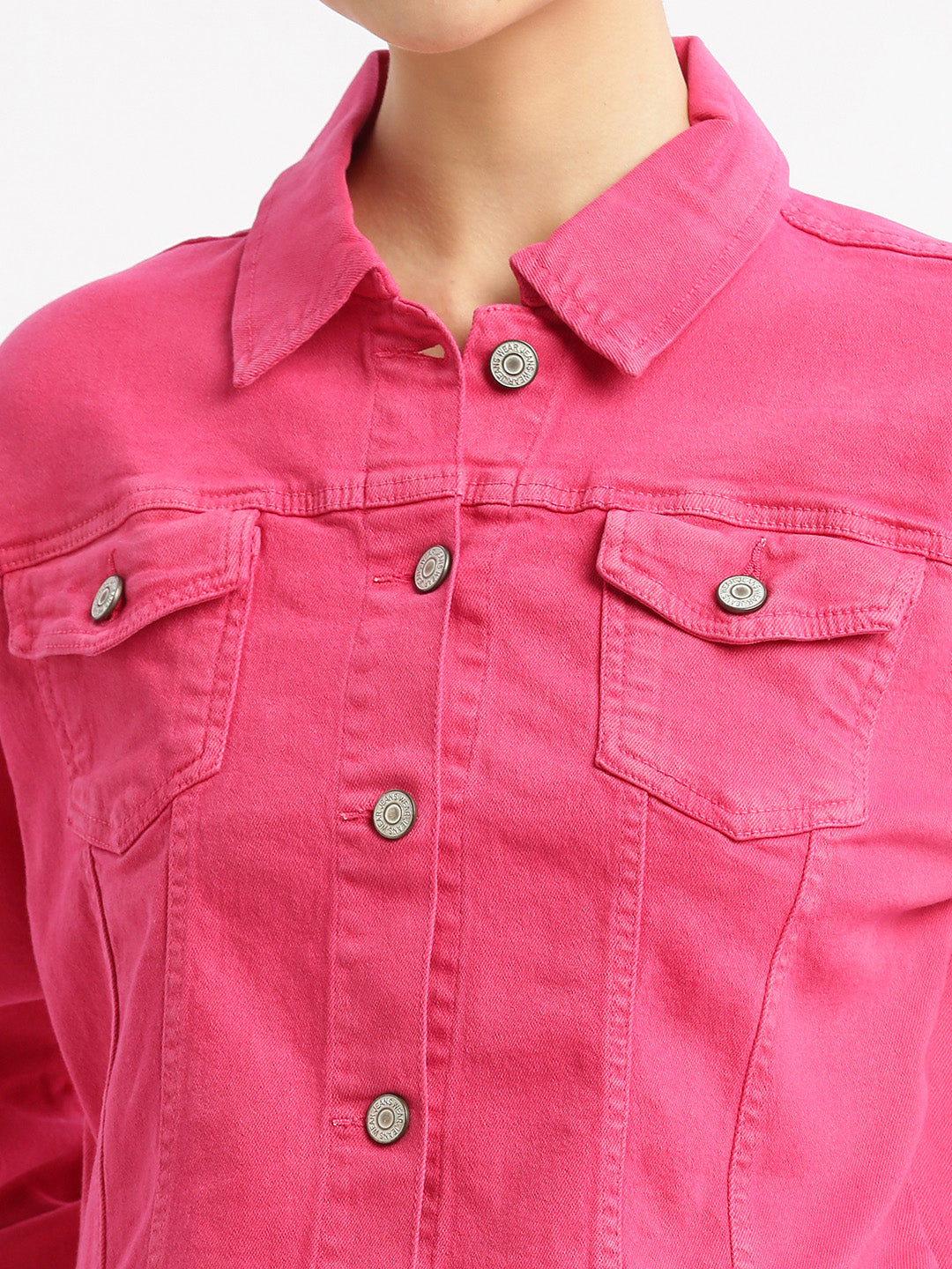 Women Pink Denim Jacket