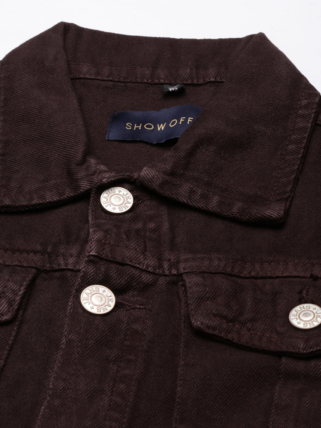 Women Coffee Brown Solid Denim Jacket