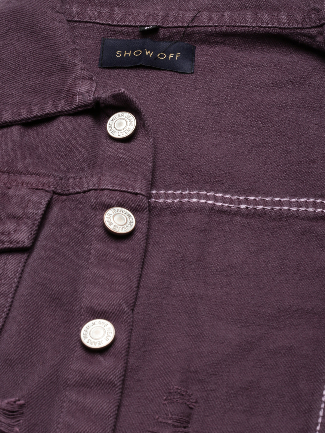 Women Purple Solid Denim Jacket