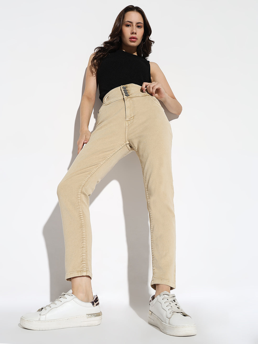 Women Beige Slim Fit Jeans