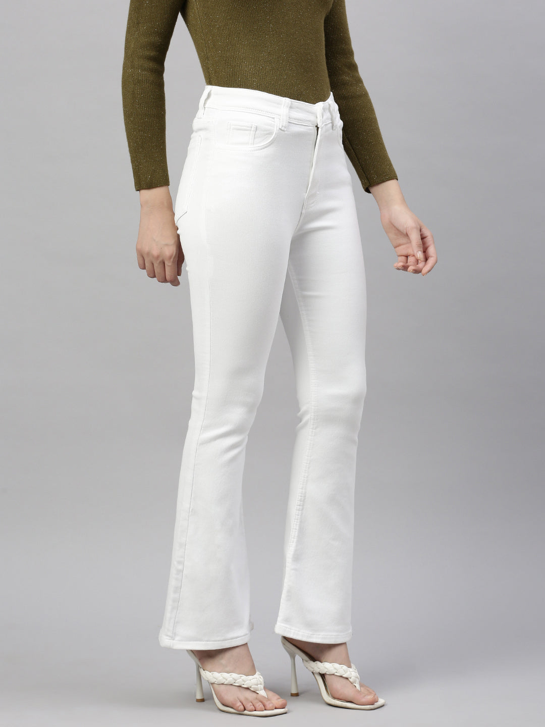 Women White Bootcut Jeans