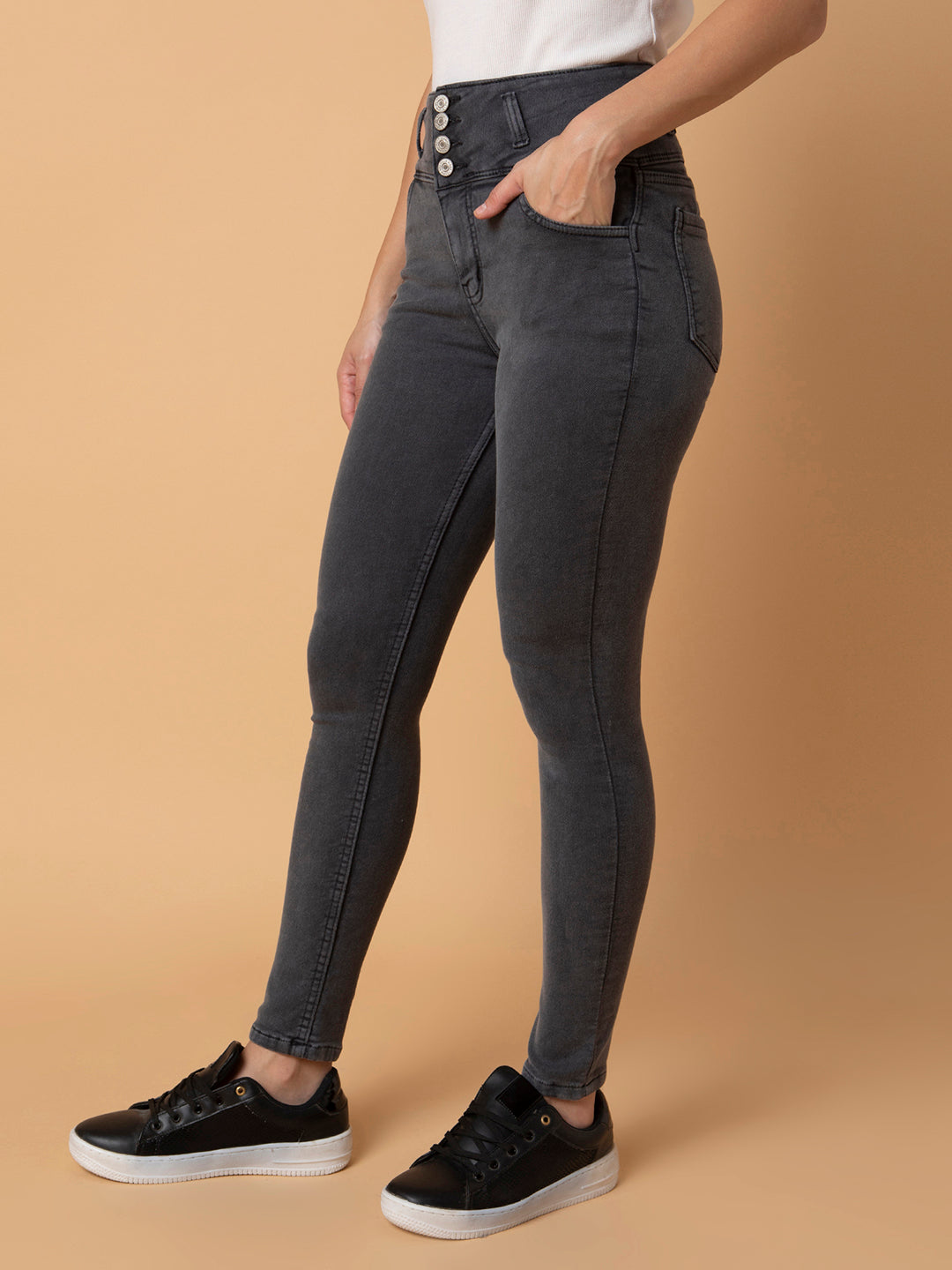 Women Grey Straight Fit Jeans