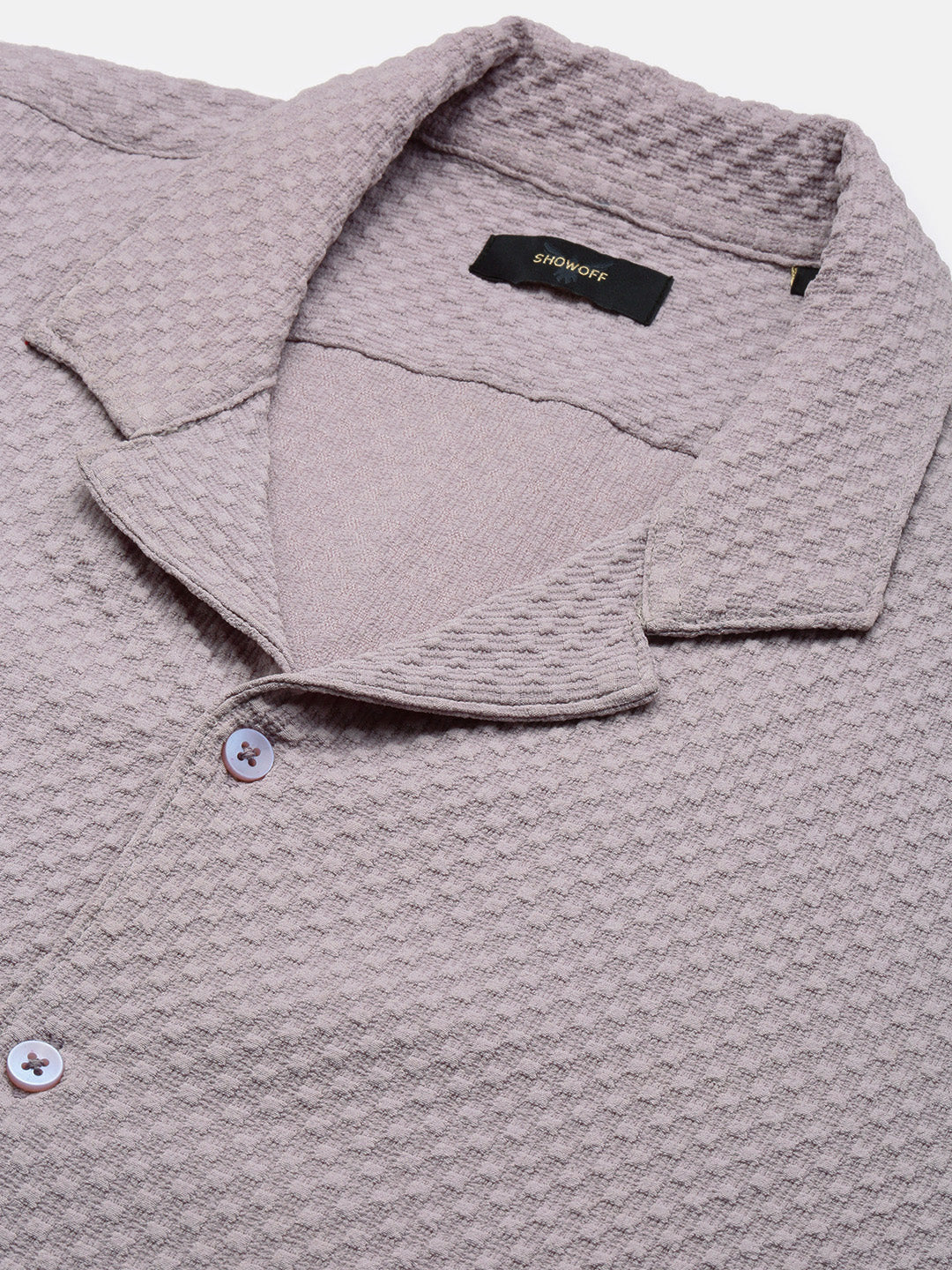 Men Mauve Cuban Collar Solid Shirt