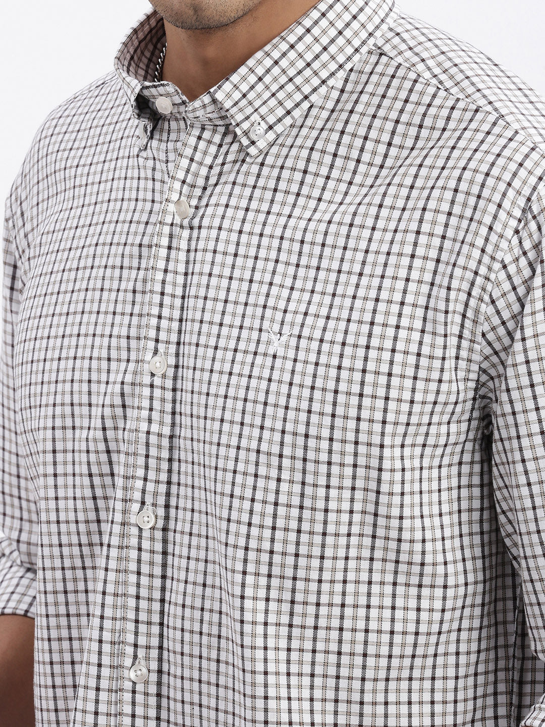 Men White Checked Slim Fit Shirt