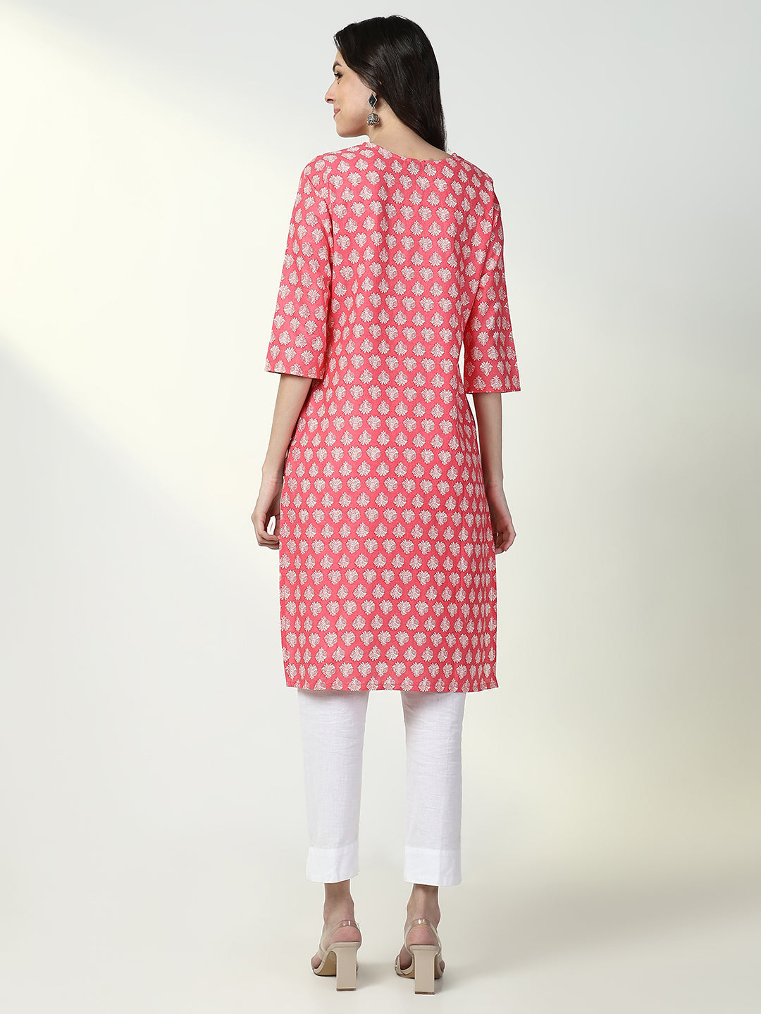 Women Coral Graphic Straight Kurta