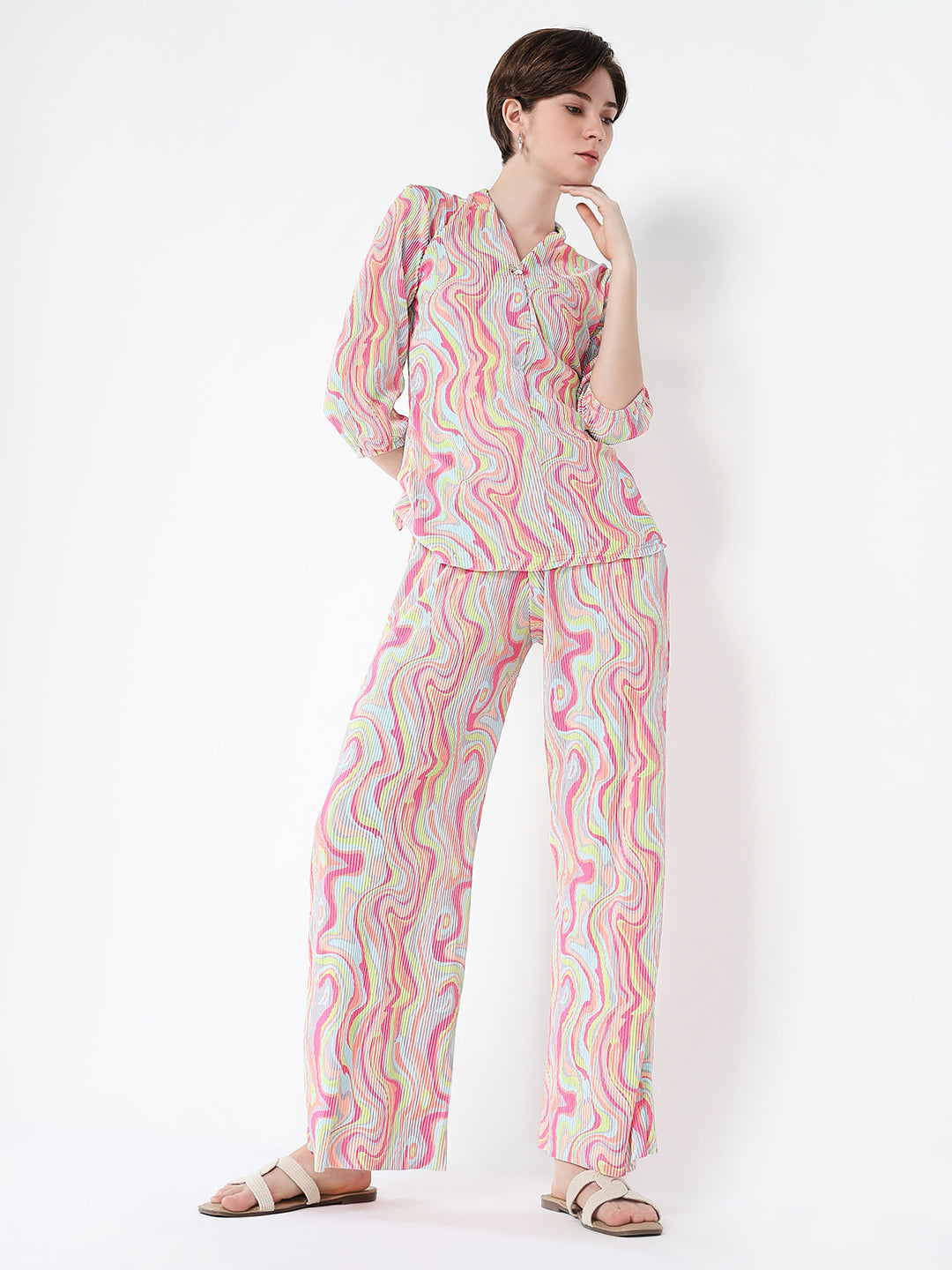 Women Pink Printed Co Ords Set