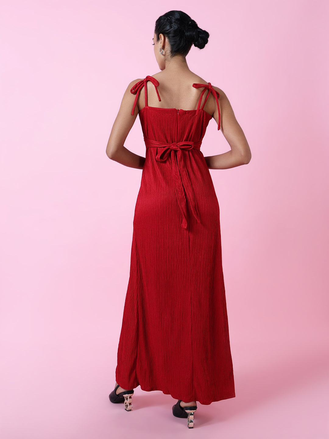 Women Red Solid Maxi Dress