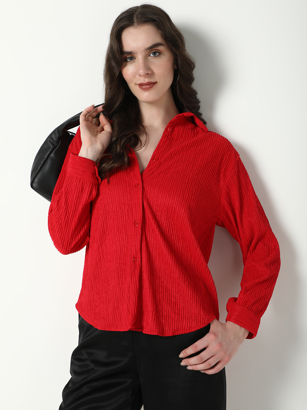 Women Red Solid Shirt