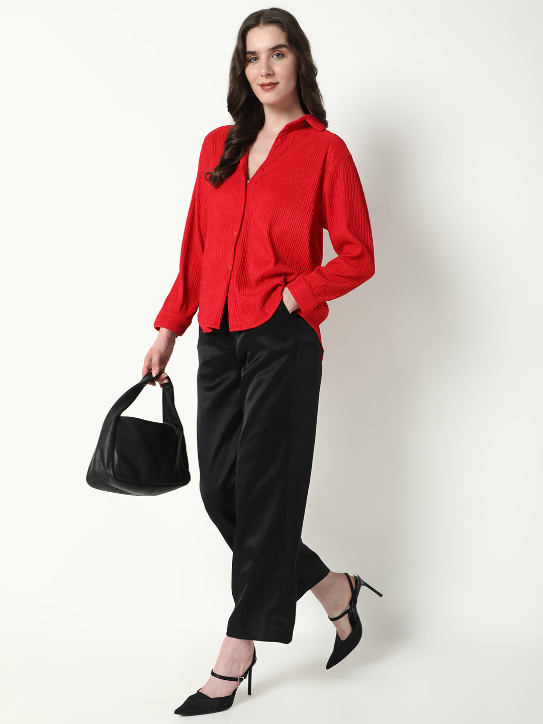 Women Red Solid Shirt