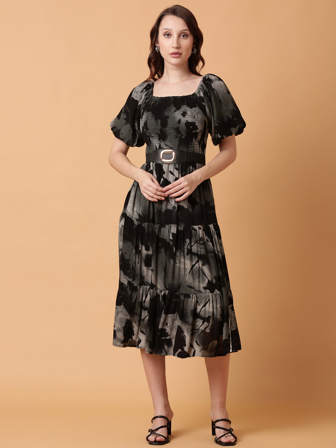 Women Black Dyed Fit and Flare Dress