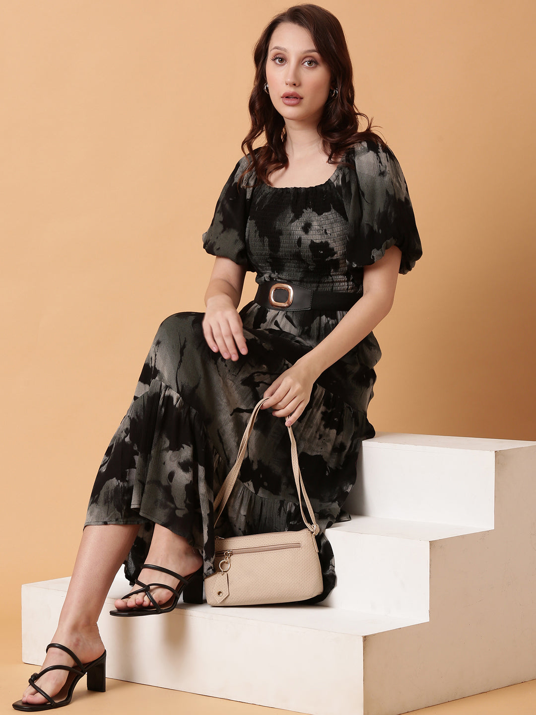 Women Black Dyed Fit and Flare Dress