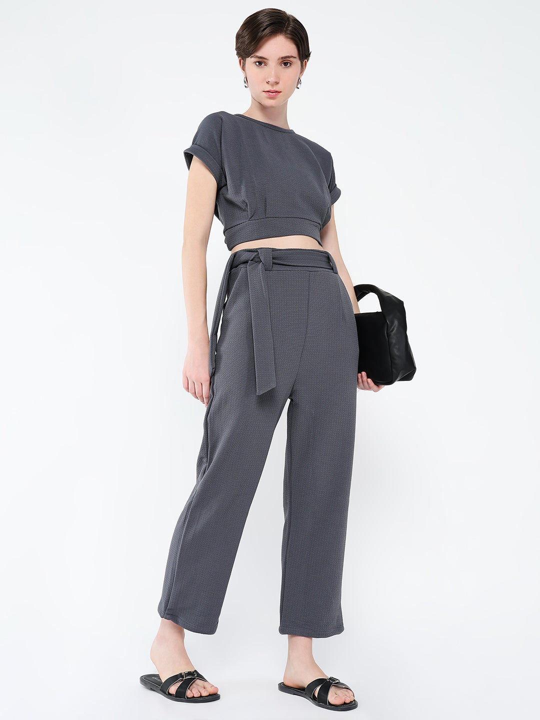 Women Grey Solid Co Ords Set