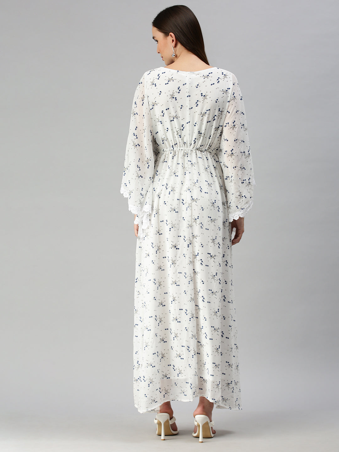 Women Printed Kaftan White Dress