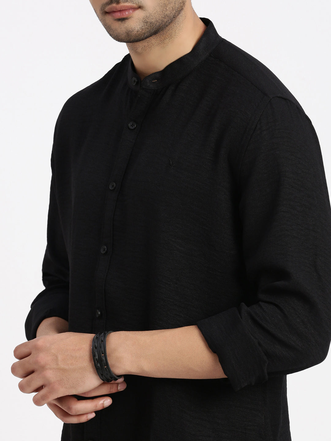 Men Black Solid Slim Fit Shirt