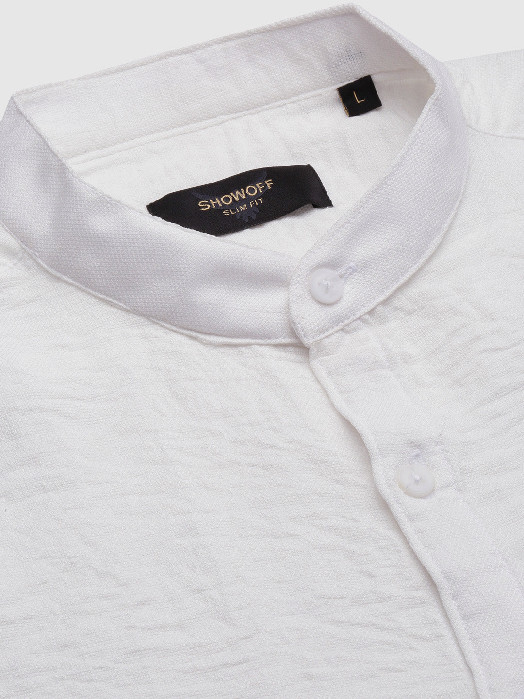 Men White Solid Slim Fit Shirt